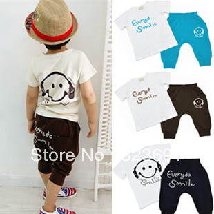 Kids-set-summer-wear-Short-sleeve-set-Multicolor-Children-clothing-suit-Wholesale-Smiling-face-t-shirt.jpg